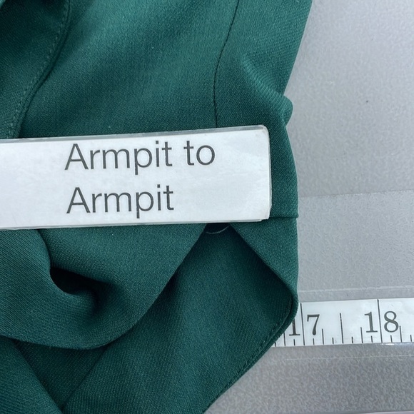 Simple Retro Dress Womens Large Green V-Neck Midi Sleeveless Open Back - Picture 14 of 17